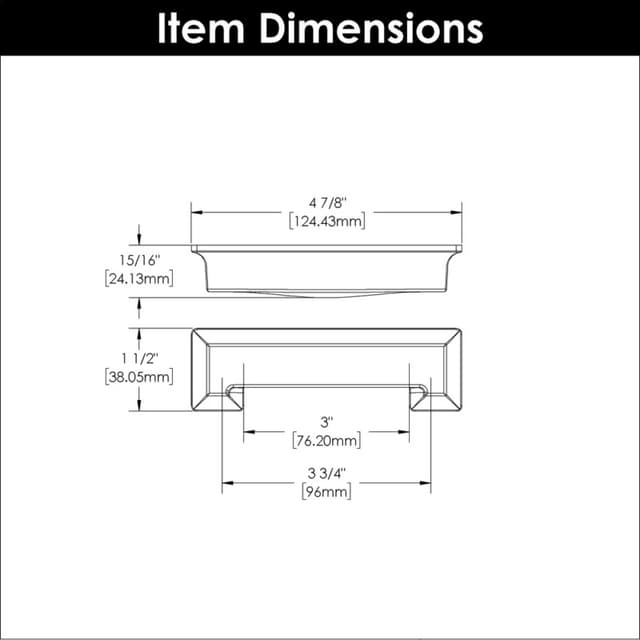 3" Studio Cup Pull, Matte Black (10/Box)