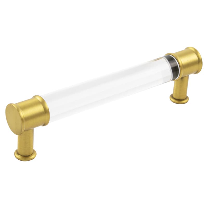 5-1/16" Midway Bar Pull, Crysacrylic/Brushed Golden Brass (10/Box)