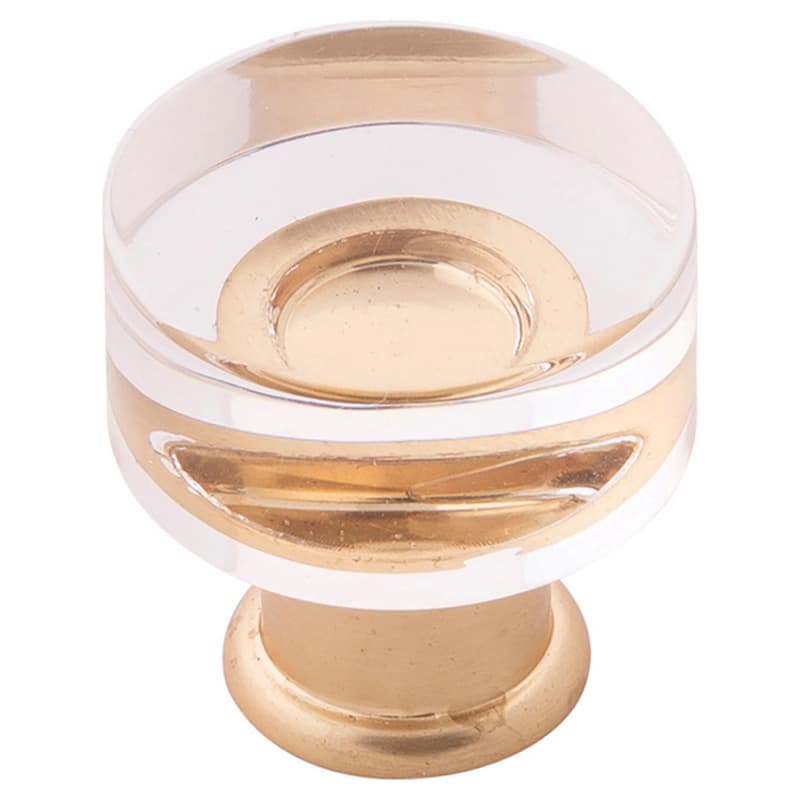 1" Midway Cabinet Knob, Crysacrylic/Brushed Golden Brass (Box/10)