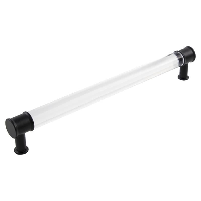 12" Midway Bar Pull, Crysacrylic/Matte Black (5/Box)
