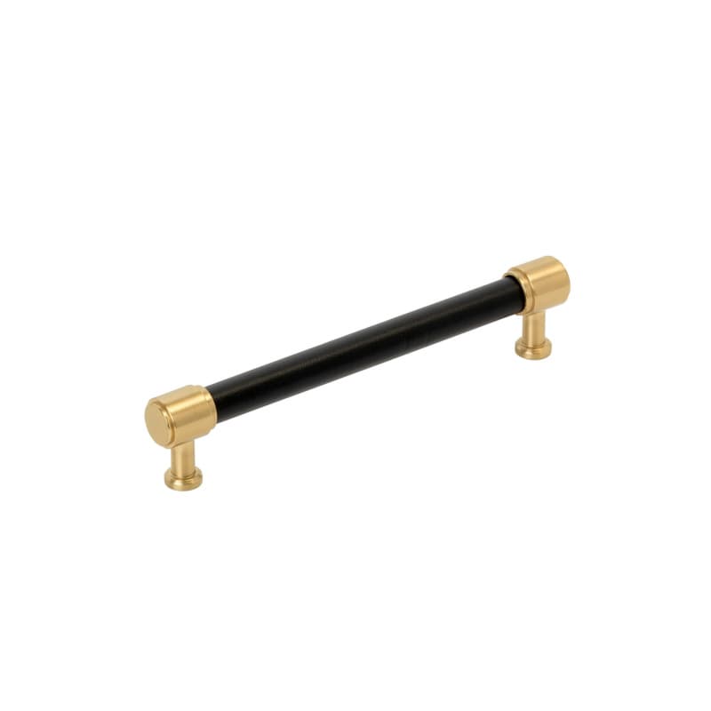 160mm Fairlane Cabinet Pull, Black Leather/Champagne Bronze