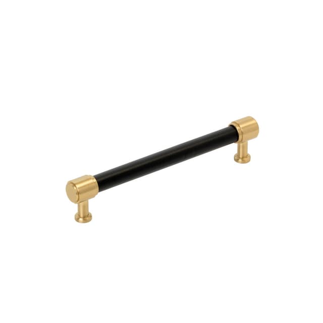 160mm Fairlane Cabinet Pull, Black Leather/Champagne Bronze