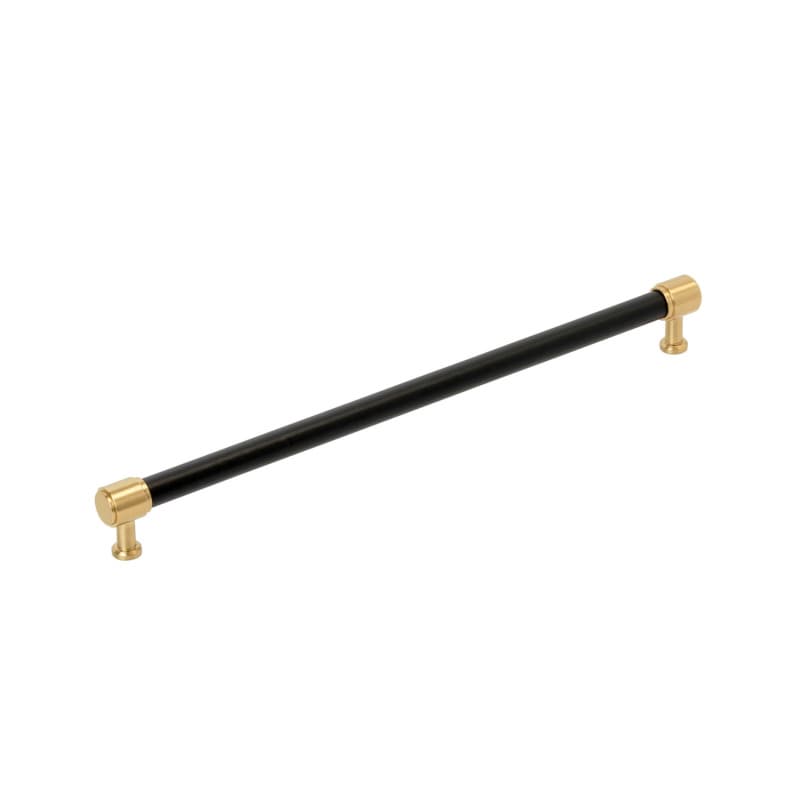 320mm Fairlane Cabinet Pull, Black Leather/Champagne Bronze