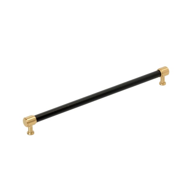 320mm Fairlane Cabinet Pull, Black Leather/Champagne Bronze