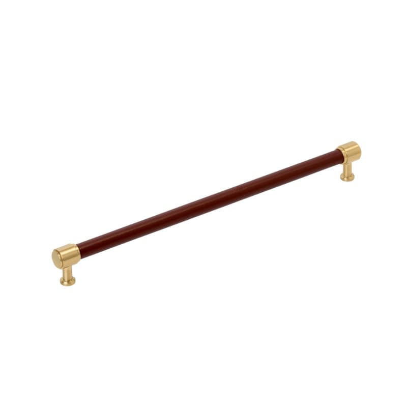 320mm Fairlane Cabinet Pull, Brown Leather/Champagne Bronze