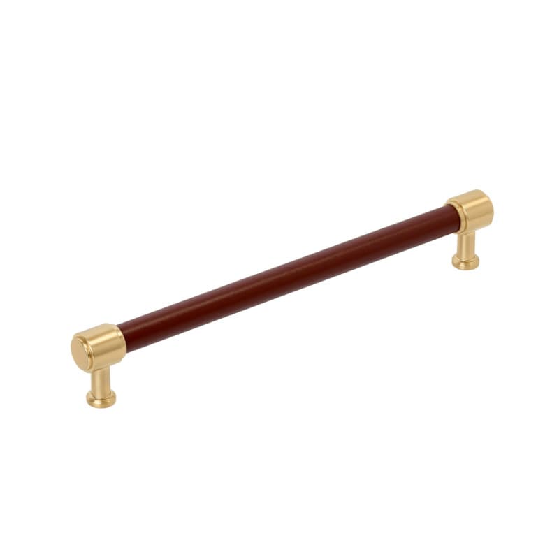 305mm Fairlane Appliance Pull, Brown Leather/Champagne Bronze