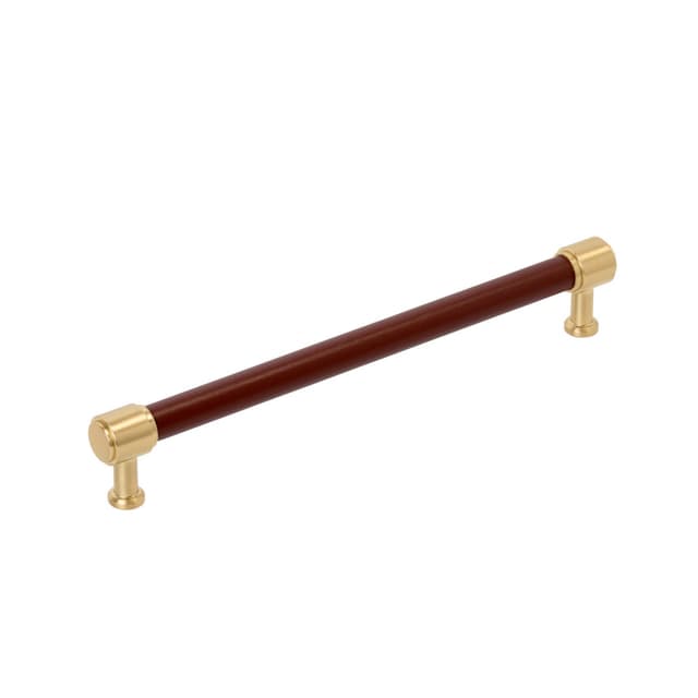 305mm Fairlane Appliance Pull, Brown Leather/Champagne Bronze