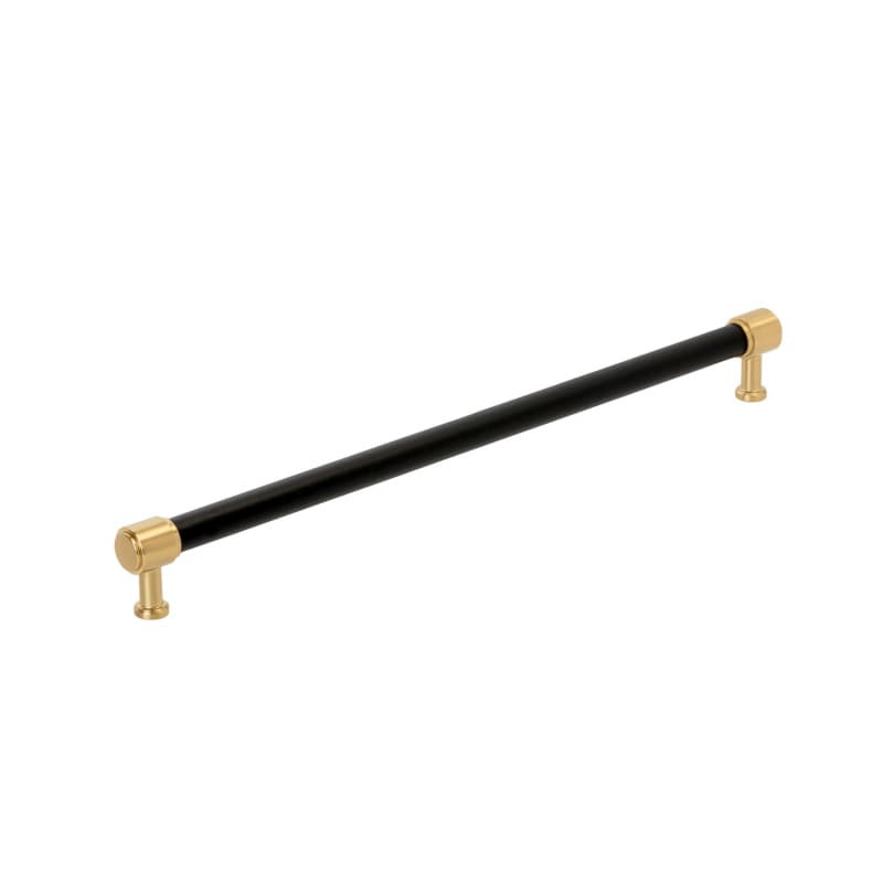 457mm Fairlane Appliance Pull, Black Leather/Champagne Bronze