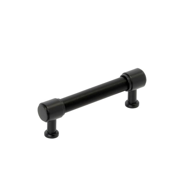 96mm Fairlane Cabinet Pull, Black Leather/Matte Black