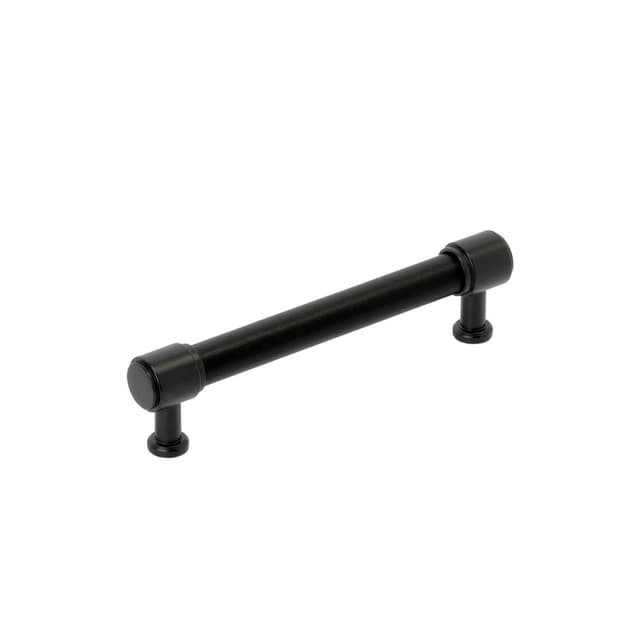 128mm Fairlane Cabinet Pull, Black Leather/Matte Black