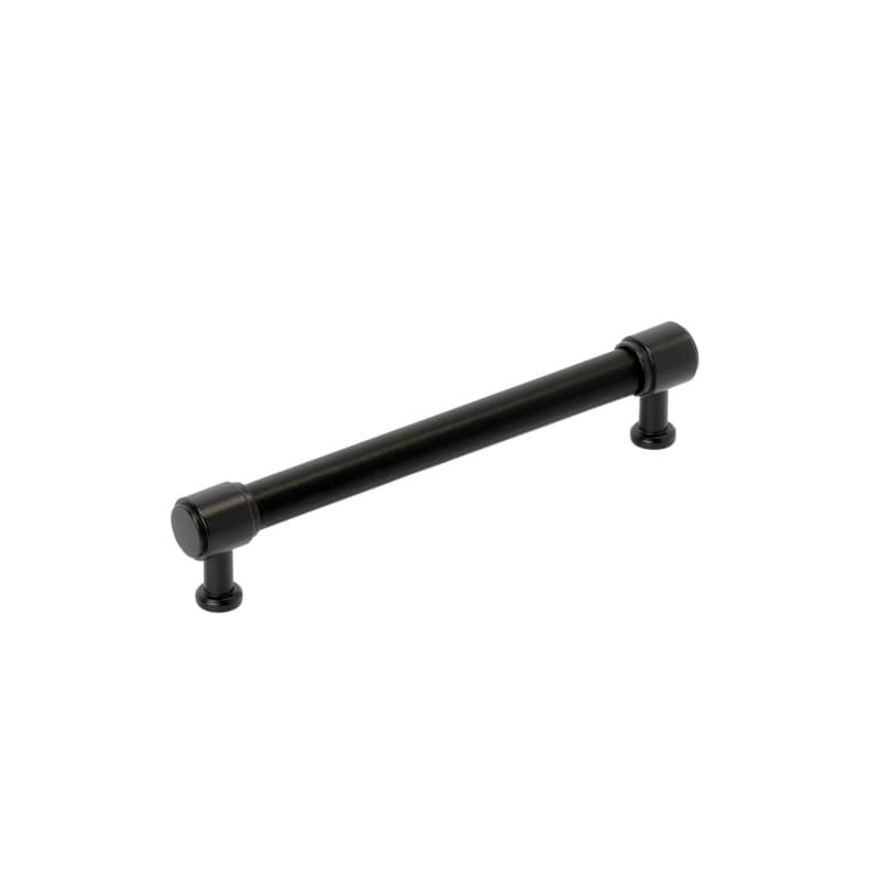 160mm Fairlane Cabinet Pull, Black Leather/Matte Black