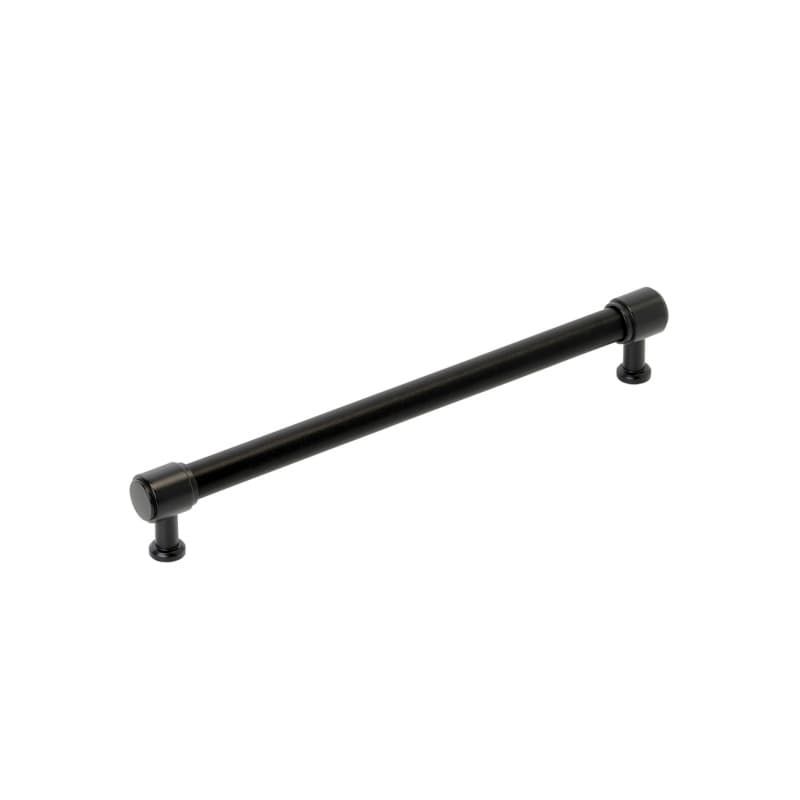 224mm Fairlane Cabinet Pull, Black Leather/Matte Black