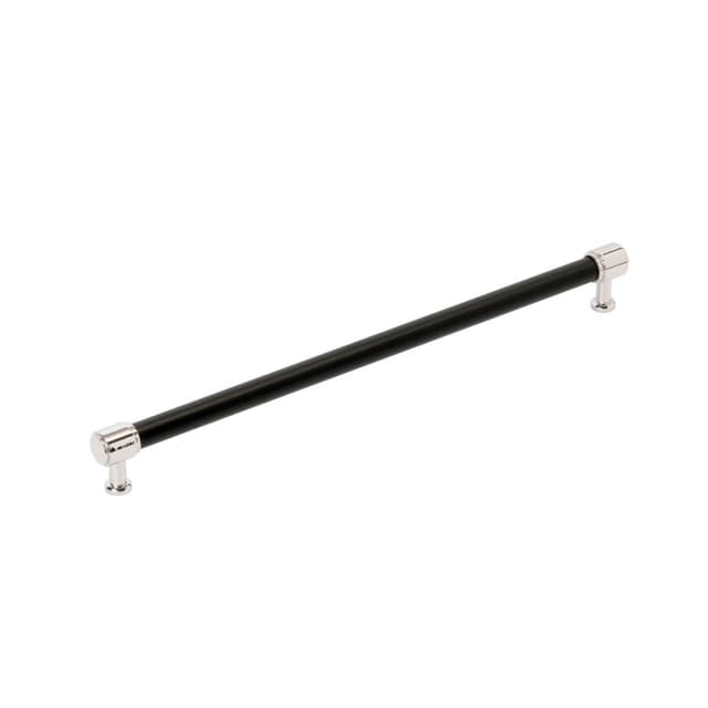 320mm Fairlane Cabinet Pull, Black Leather/Polished Nickel