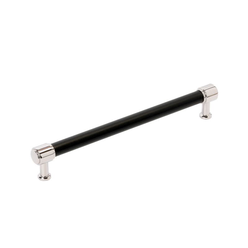 305mm Fairlane Appliance Pull, Black Leather/Polished Nickel