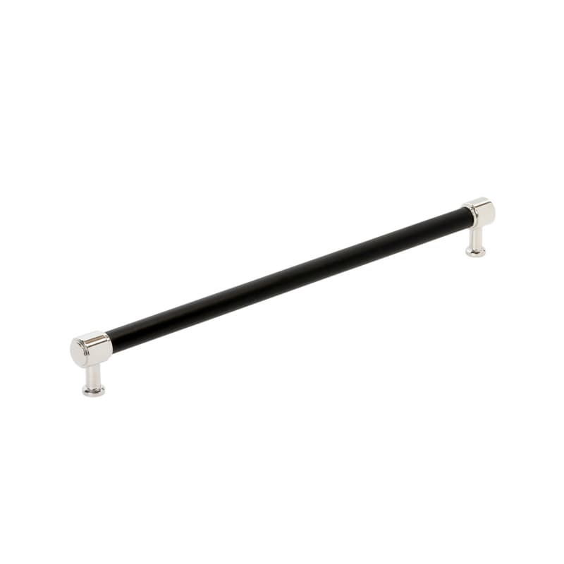 457mm Fairlane Appliance Pull, Black Leather/Polished Nickel