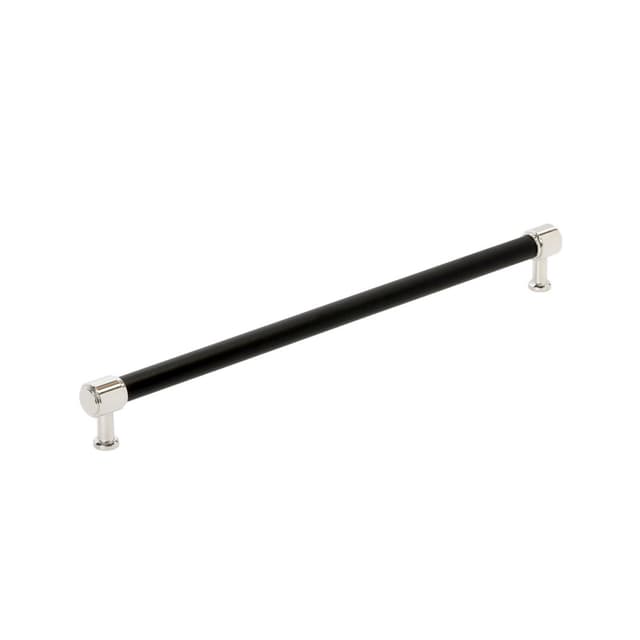 457mm Fairlane Appliance Pull, Black Leather/Polished Nickel