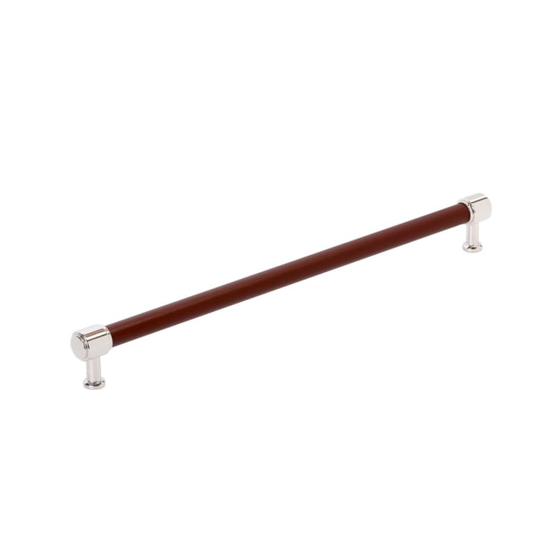 457mm Fairlane Appliance Pull, Brown Leather/Polished Nickel