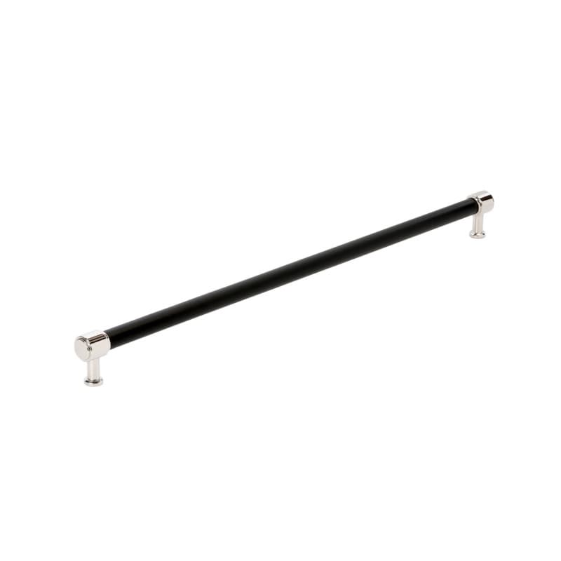 610mm Fairlane Appliance Pull, Black Leather/Polished Nickel