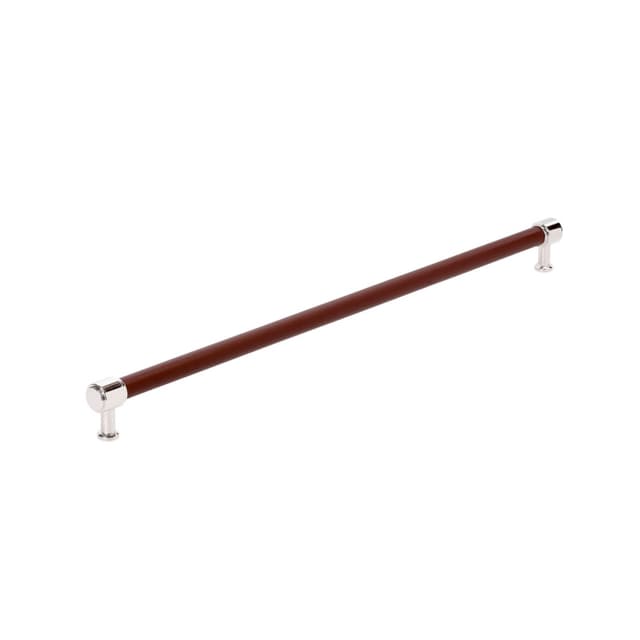 610mm Fairlane Appliance Pull, Brown Leather/Polished Nickel