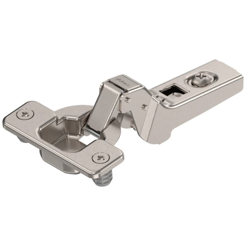Clip 100° Opening Hinge, 45mm Bore Pattern, Self-Closing, Inset, Nickel-Plated, Dowelled