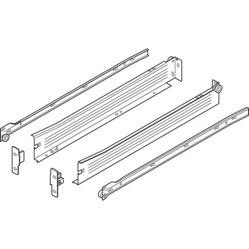 Metabox 320N Drawer Slide with 75lb Capacity, 3/4 Extension, Self-Closing, 2", White, 20