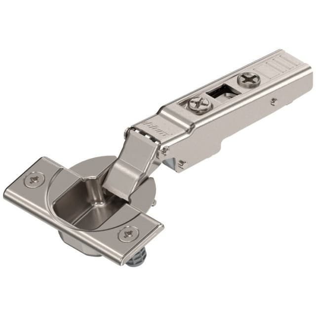 Clip Top 110°+ Opening Hinge, 45mm Bore Pattern, Free-Swinging, Full Overlay, Nickel-Plated, Dowelled