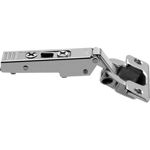 Clip Top 120°+ Opening Hinge, 45mm Bore Pattern, Self-Closing, Full Overlay, Nickel-Plated, Screw-On