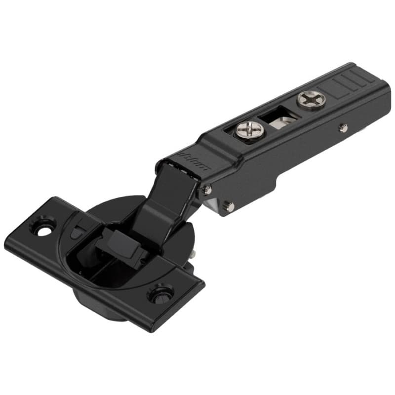 Clip Top 110°+ Opening Hinge with BLUMOTION Soft-Closing, 45mm Bore Pattern, Full Overlay, Onyx Black, Screw-On