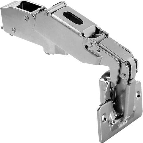 Clip Top 170° Opening Hinge, 45mm Bore Pattern, Self-Closing, Half Overlay, Nickel-Plated, Screw-On