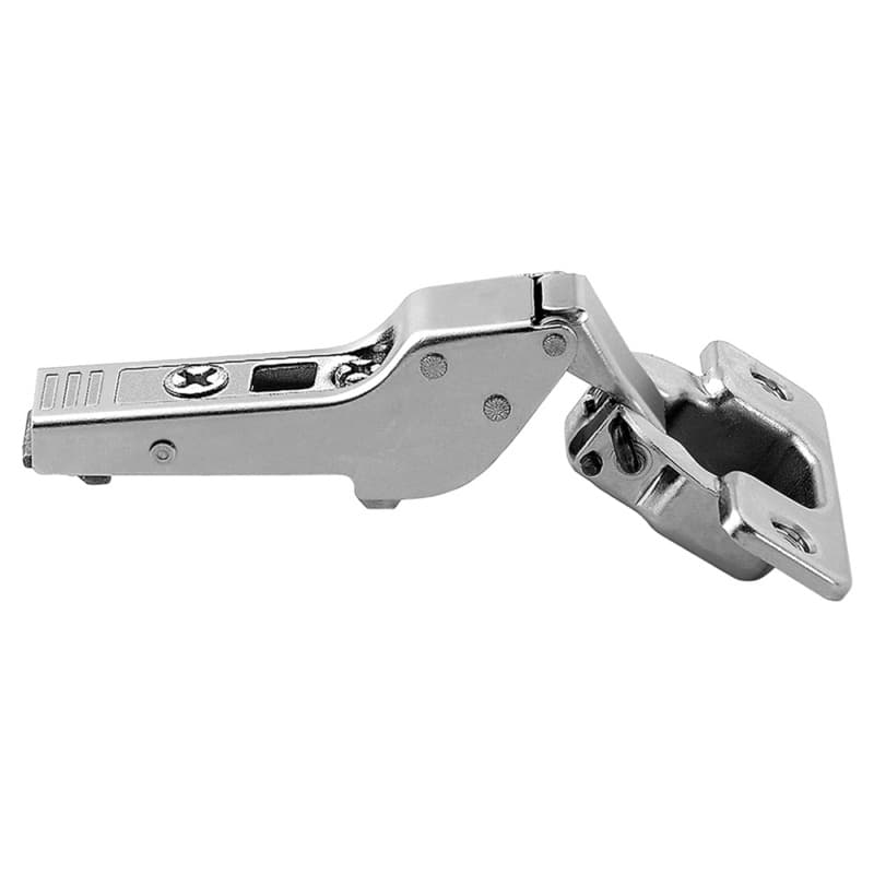 Clip Top 120° Opening Hinge, 45mm Bore Pattern, Self-Closing, Half Overlay, Nickel-Plated, Screw-On