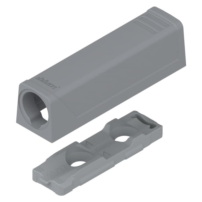 Tip-On Push to Open In-Line Adaptor Plate for Standard Doors, Gray