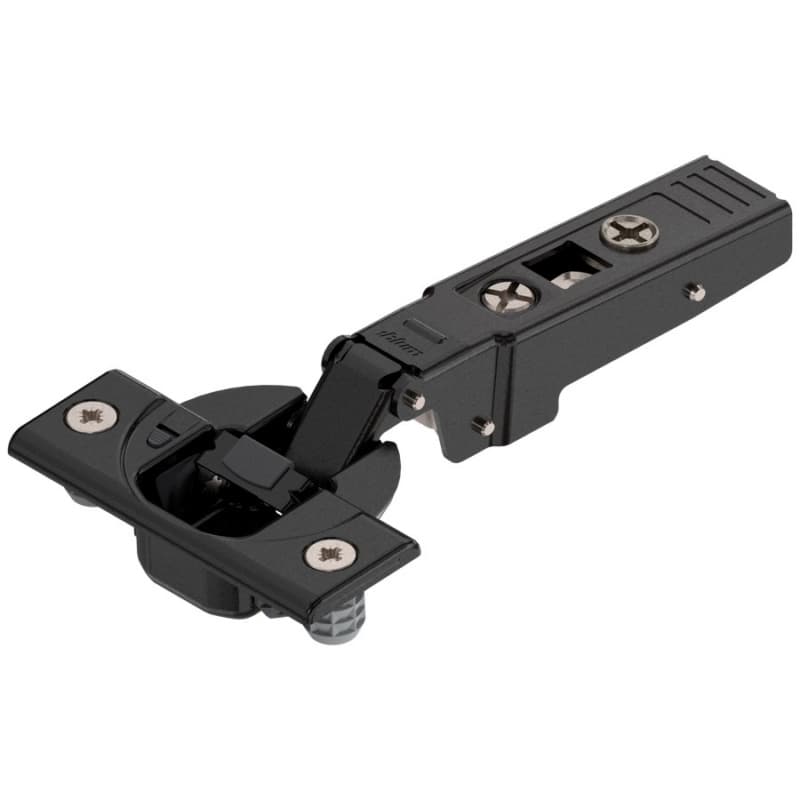 Clip Top 95° Opening Thick Door Hinge, 45mm Bore Pattern, Soft-Closing, Full Overlay, Onyx Black, Dowelled