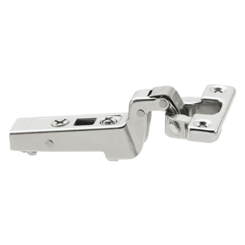 Clip Top 94° Opening Mini Hinge, 38mm Bore Pattern, Self-Closing, Inset, Nickel-Plated, Screw-On