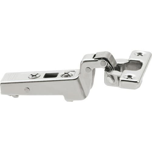 Clip Top 94° Opening Mini Hinge, 38mm Bore Pattern, Self-Closing, Inset, Nickel-Plated, Screw-On