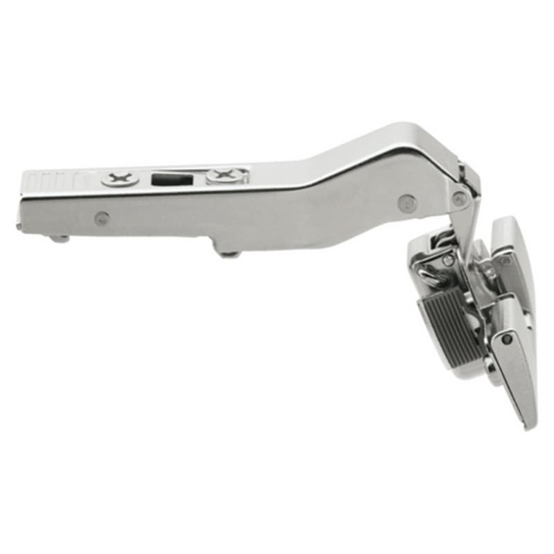 Clip Top +45° II Angled 110° Opening Hinge, 45mm Boring Pattern, Self-Closing, Full Overlay, Nickel-Plated, Inserta