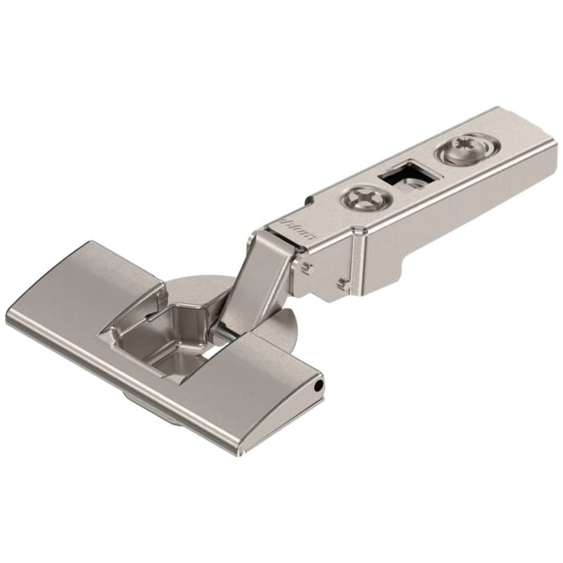 Clip 100° Opening Hinge, 45mm Bore Pattern, Self-Closing, Full Overlay, Nickel-Plated, Inserta