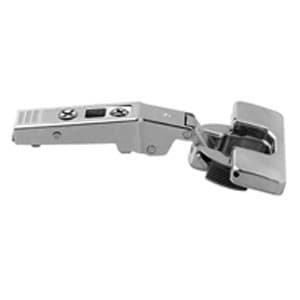 Clip Top +15° Angled 110° Opening Hinge, 45mm Boring Pattern, Self-Closing, Overlay, Nickel-Plated, Inserta