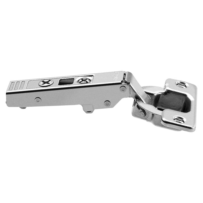 Clip Top 107° Opening Hinge, 45mm Bore Pattern, Self-Closing, Full Overlay, Nickel-Plated, Screw-On