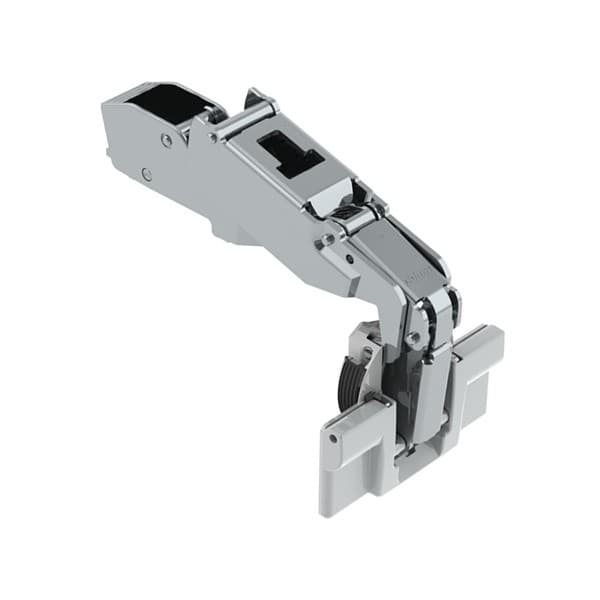 Clip Top 170° Opening Hinge, 45mm Bore Pattern, Self-Closing, Half Overlay, Nickel-Plated, Inserta