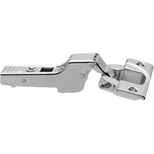 Clip Top 110° Opening Hinge, 45mm Bore Pattern, Free-Swinging, Half Overlay, Nickel-Plated, Screw-On