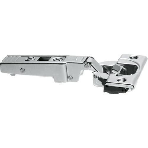 Clip Top 95° Opening Thick Door Hinge, 45mm Bore Pattern, Soft-Closing, Full Overlay, Nickel-Plated, Screw-On