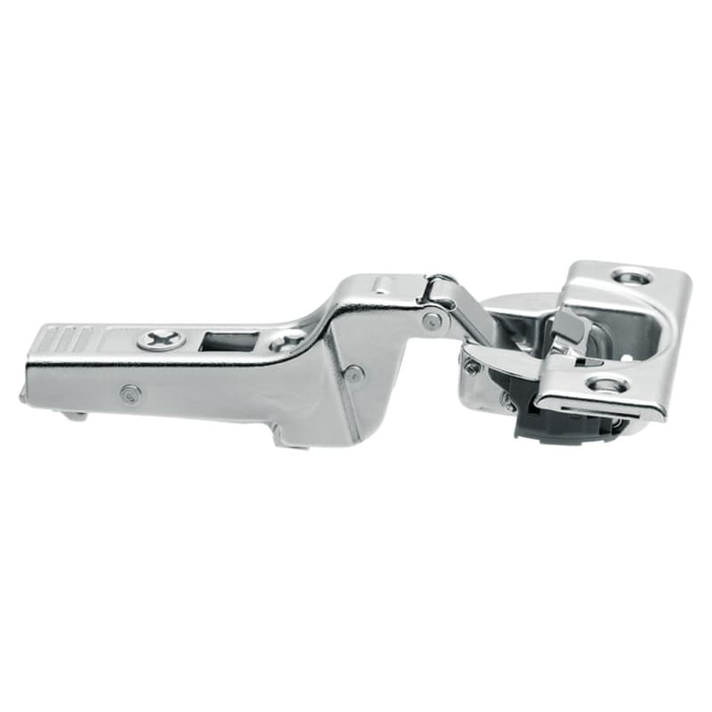 Clip Top 95° Opening Thick Door Hinge, 45mm Bore Pattern, Soft-Closing, Half Overlay, Nickel-Plated, Screw-On