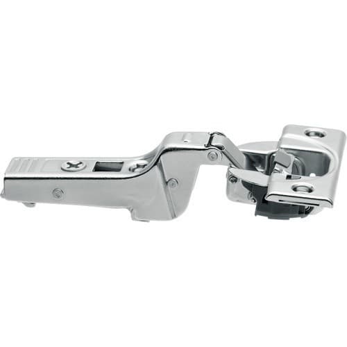 Clip Top 95° Opening Thick Door Hinge, 45mm Bore Pattern, Soft-Closing, Half Overlay, Nickel-Plated, Screw-On