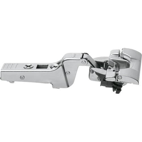 Clip Top 95° Opening Thick Door Hinge, 45mm Bore Pattern, Soft-Closing, Half Overlay, Nickel-Plated, Inserta