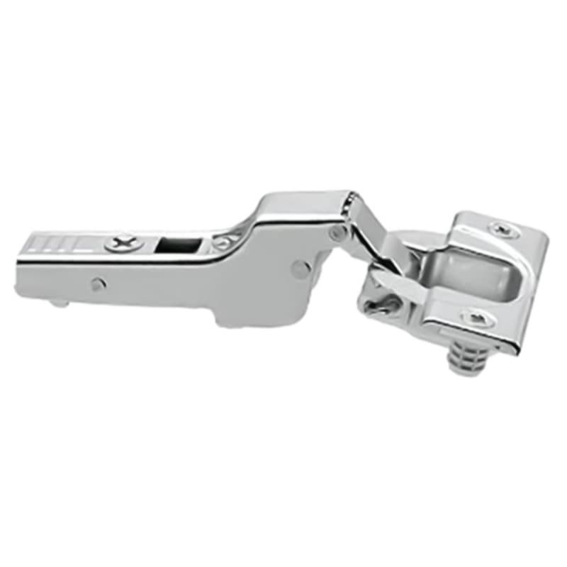 Clip Top 110° Opening Hinge, 45mm Bore Pattern, Self-Closing, Half Overlay, Nickel-Plated, Dowelled
