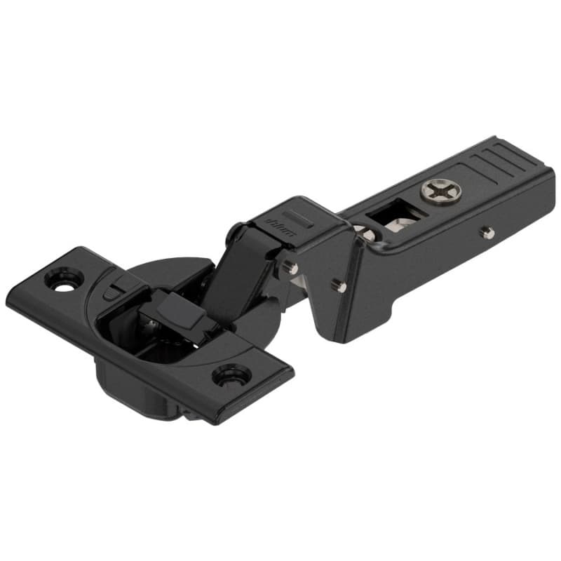 Clip Top 95° Opening Thick Door Hinge, 45mm Bore Pattern, Soft-Closing, Half Overlay, Onyx Black, Screw-On
