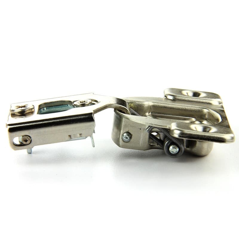 Compact 38N 105° Opening Wrap-Around Face Frame Hinge, 45mm Boring Pattern, Self-Closing, 3/8" Overlay, Screw-On