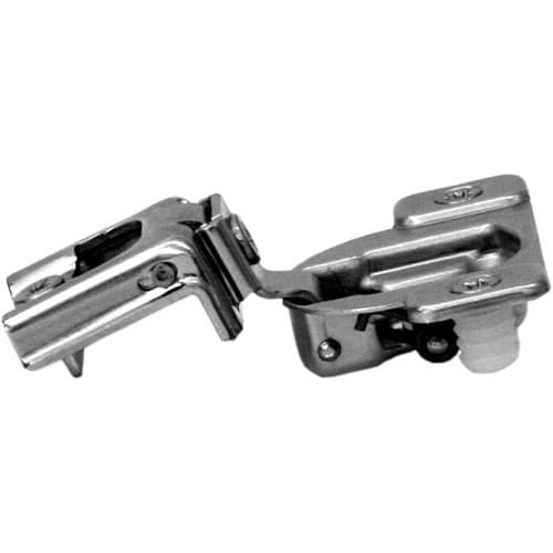 Compact 38C 107° Opening Wrap-Around Face Frame Hinge, 45mm Boring Pattern, Self-Closing, 1-3/8" Overlay, Dowelled
