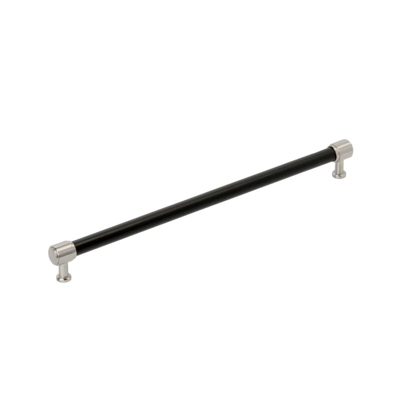 320mm Fairlane Cabinet Pull, Black Leather/Satin Nickel