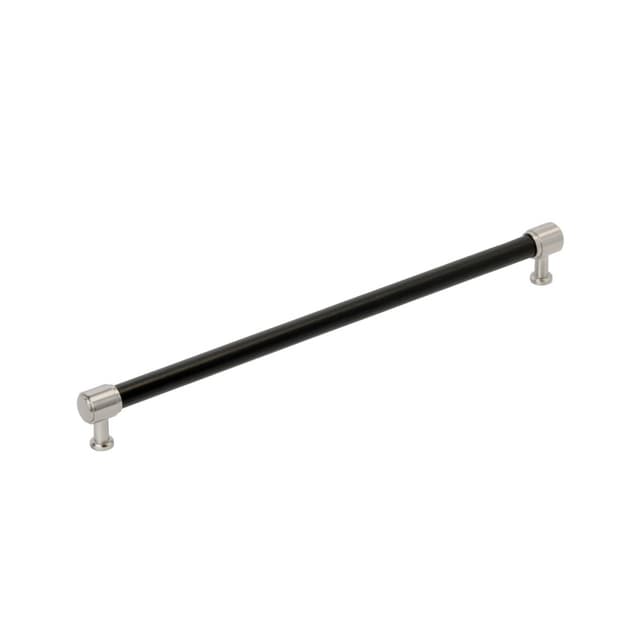 320mm Fairlane Cabinet Pull, Black Leather/Satin Nickel